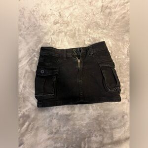 mini black cargo skirt